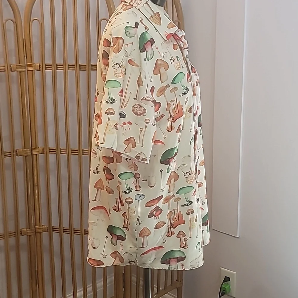 Mushroom shirt mens size large tan brown orange green - Picture 4 of 9